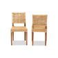 Baxton Studio Lesia Modern Bohemian Natural Brown Rattan and Walnut Brown Finished Wood 2-Piece Dining Chair Set | Dining Chairs | Modishstore - 2