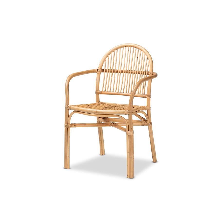 Baxton Studio Tugera Modern Bohemian Natural Brown Rattan Dining Chair | Dining Chairs | Modishstore
