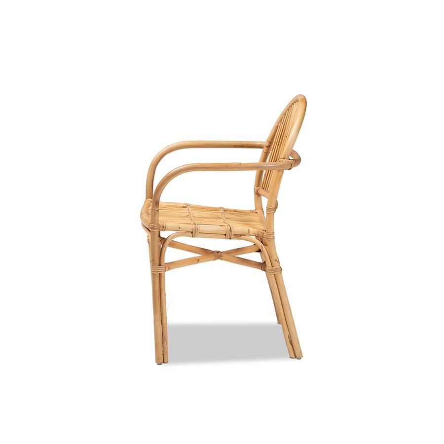 Baxton Studio Tugera Modern Bohemian Natural Brown Rattan Dining Chair | Dining Chairs | Modishstore - 3