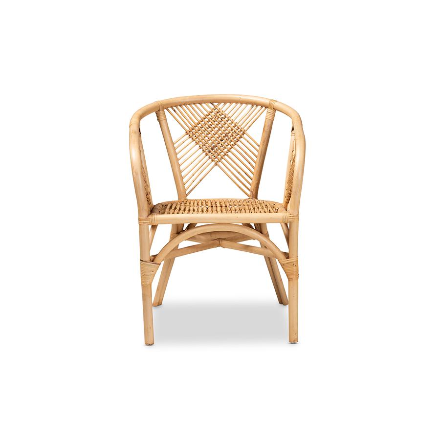 Baxton Studio Kagama Modern Bohemian Natural Brown Rattan Dining Chair | Dining Chairs | Modishstore - 2