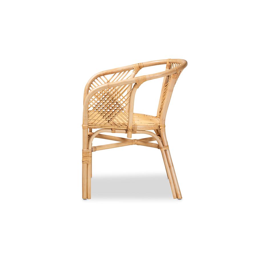 Baxton Studio Kagama Modern Bohemian Natural Brown Rattan Dining Chair | Dining Chairs | Modishstore - 3