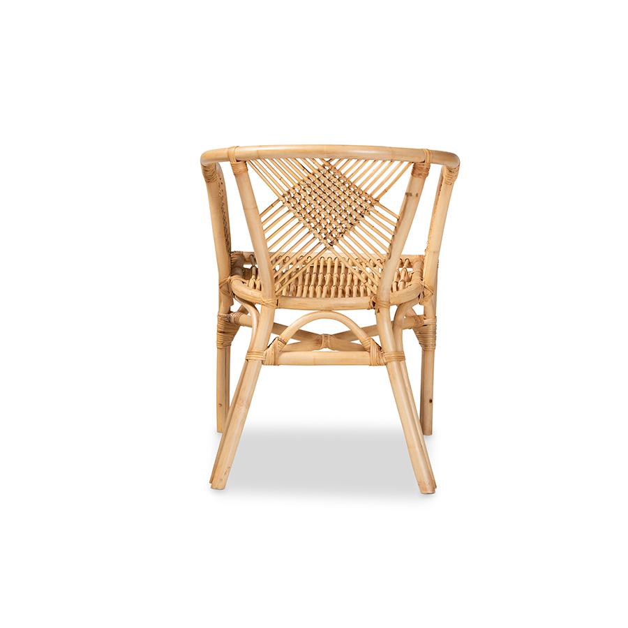 Baxton Studio Kagama Modern Bohemian Natural Brown Rattan Dining Chair | Dining Chairs | Modishstore - 4