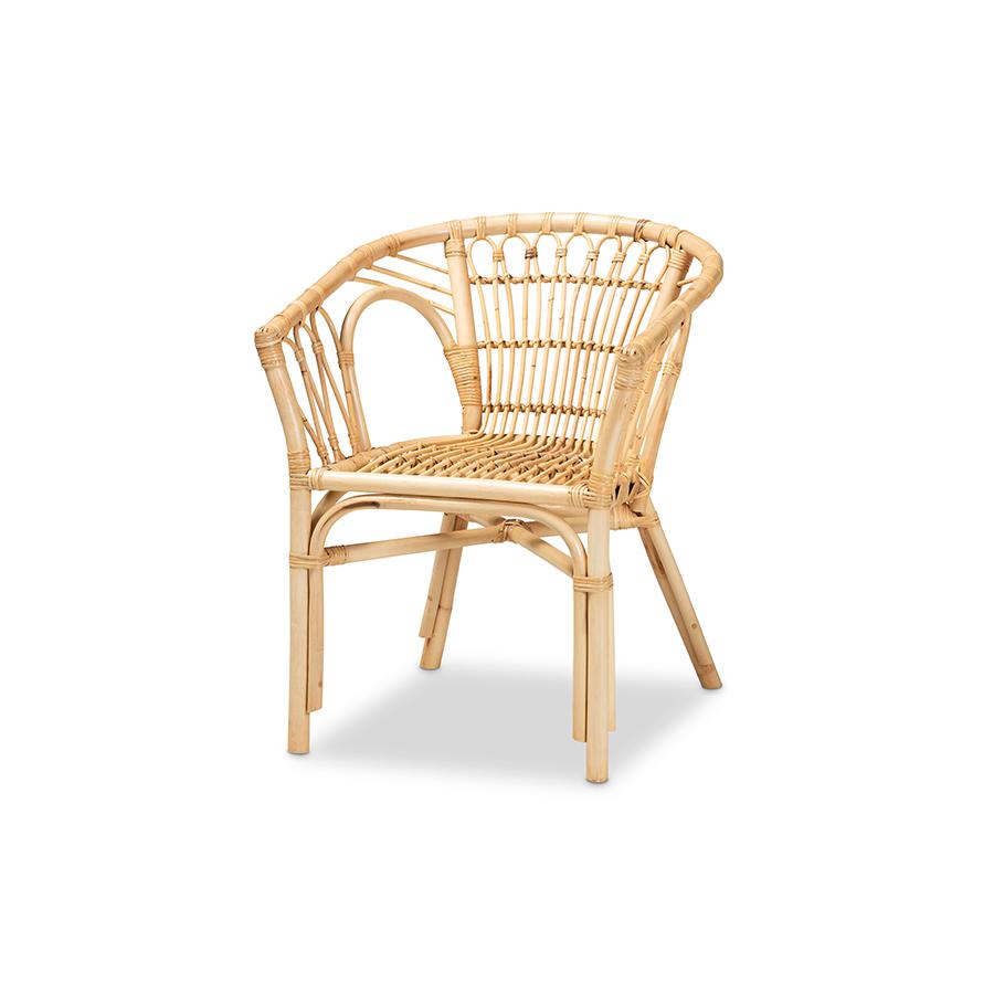 Baxton Studio Kaka Modern Bohemian Natural Brown Rattan Dining Chair | Dining Chairs | Modishstore