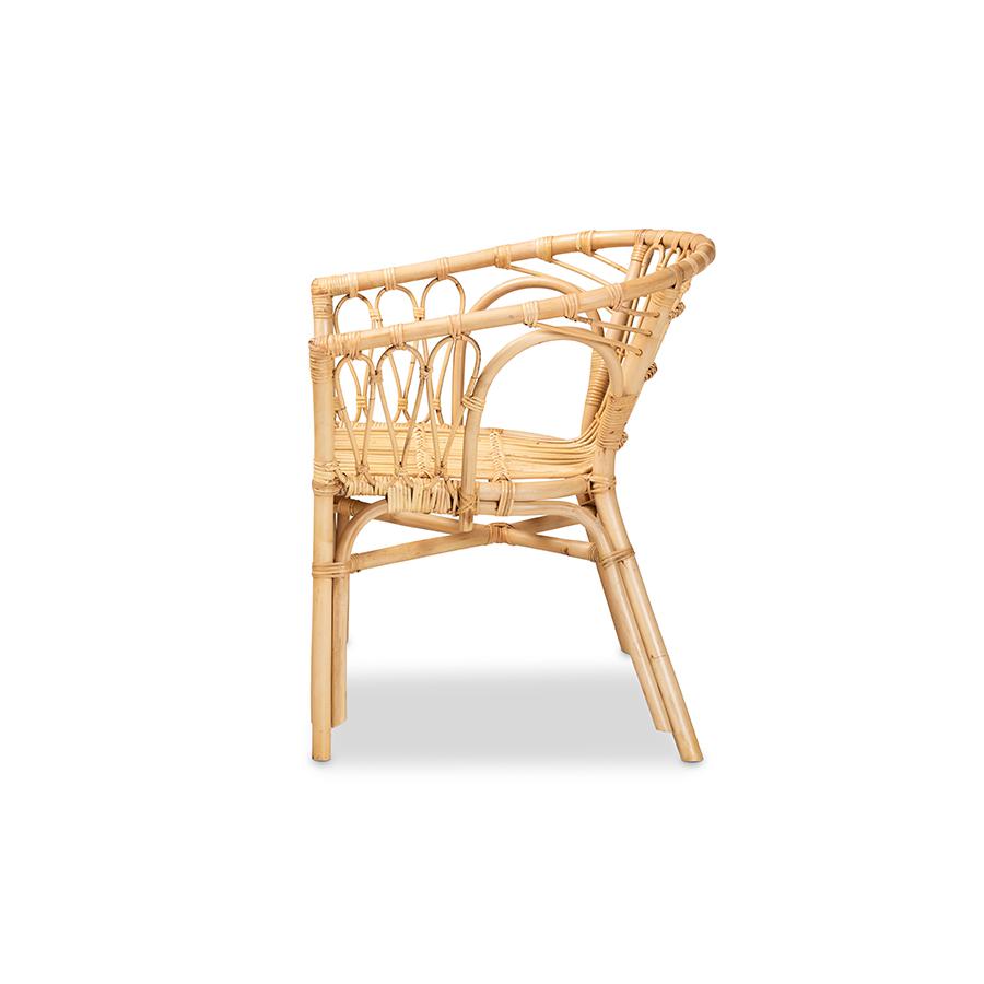 Baxton Studio Kaka Modern Bohemian Natural Brown Rattan Dining Chair | Dining Chairs | Modishstore - 3