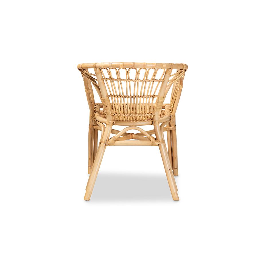 Baxton Studio Kaka Modern Bohemian Natural Brown Rattan Dining Chair | Dining Chairs | Modishstore - 4