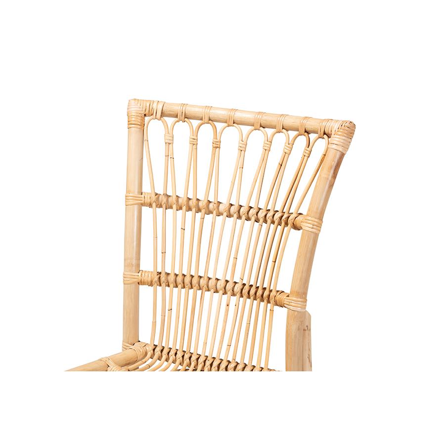 Baxton Studio Ammi Modern Bohemian Natural Brown Rattan 2-Piece Dining Chair Set | Dining Chairs | Modishstore - 4