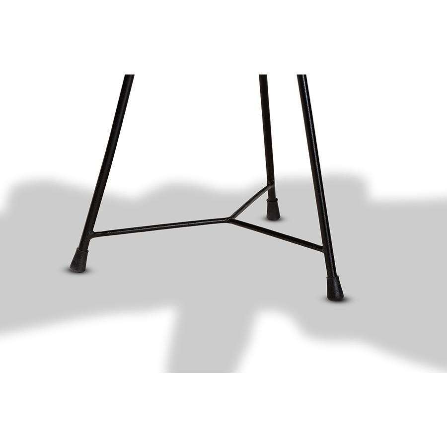 Baxton Studio Merci Rustic Industrial Natural Brown and Black End Table with Teak Tree Trunk Tabletop | End Tables | Modishstore - 3