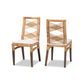 Baxton Studio Poltak Modern Bohemian Natural Brown Rattan 2-Piece Dining Chair Set | Dining Chairs | Modishstore