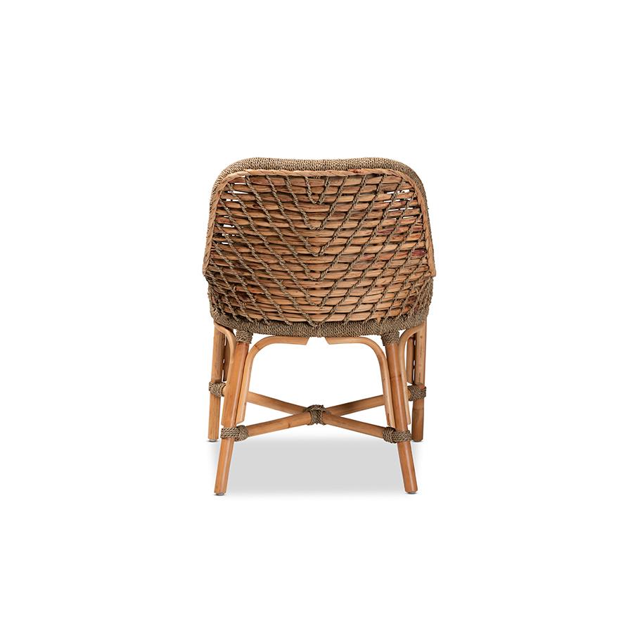 Baxton Studio Kyle Modern Bohemian Natural Brown Woven Rattan Dining Side Chair With Cushion | Dining Chairs | Modishstore - 4