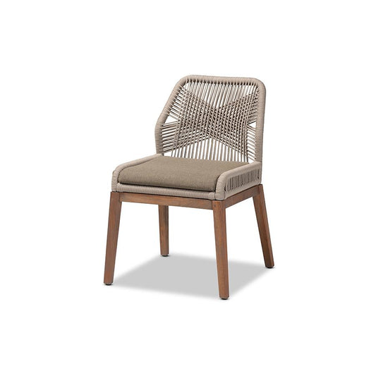 Baxton Studio Jennifer Mid-Century Transitional Grey Woven Rope Mahogany Dining Side Chair | Dining Chairs | Modishstore