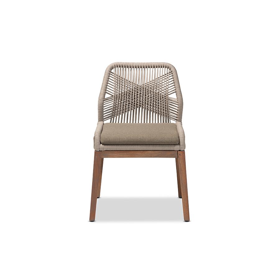 Baxton Studio Jennifer Mid-Century Transitional Grey Woven Rope Mahogany Dining Side Chair | Dining Chairs | Modishstore - 2
