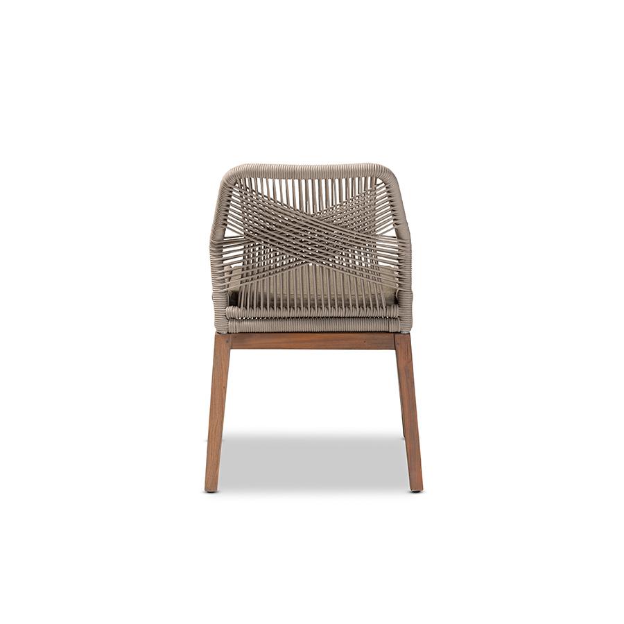 Baxton Studio Jennifer Mid-Century Transitional Grey Woven Rope Mahogany Dining Side Chair | Dining Chairs | Modishstore - 4