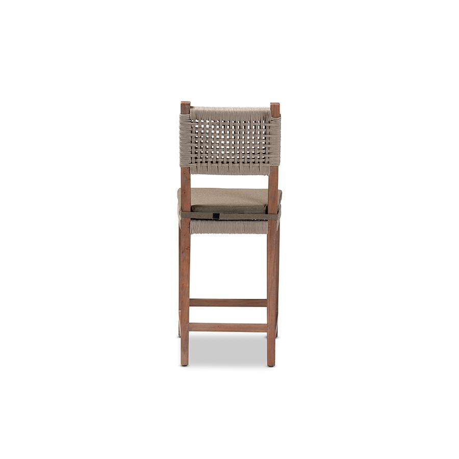Baxton Studio Heyna Mid-Century Transitional Grey Woven Rope Mahogany Counter Stool | Counter Stools | Modishstore - 4