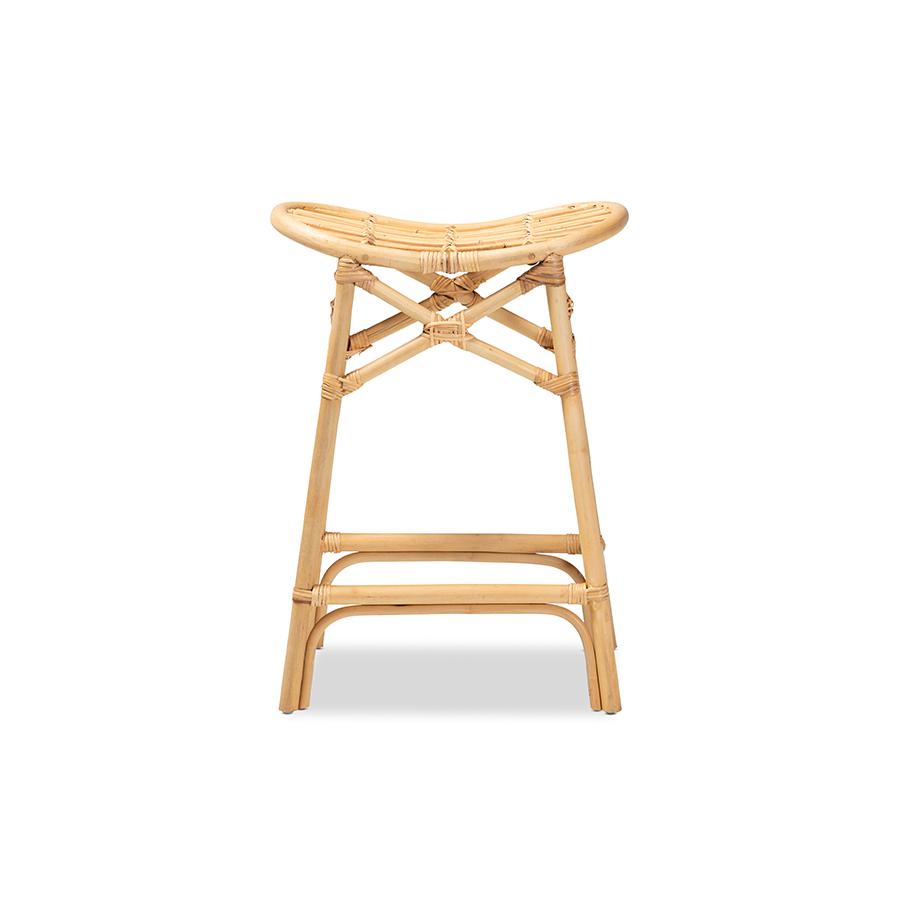 Baxton Studio Elgon Modern Bohemian Natural Brown Rattan Counter Stool | Counter Stools | Modishstore - 2