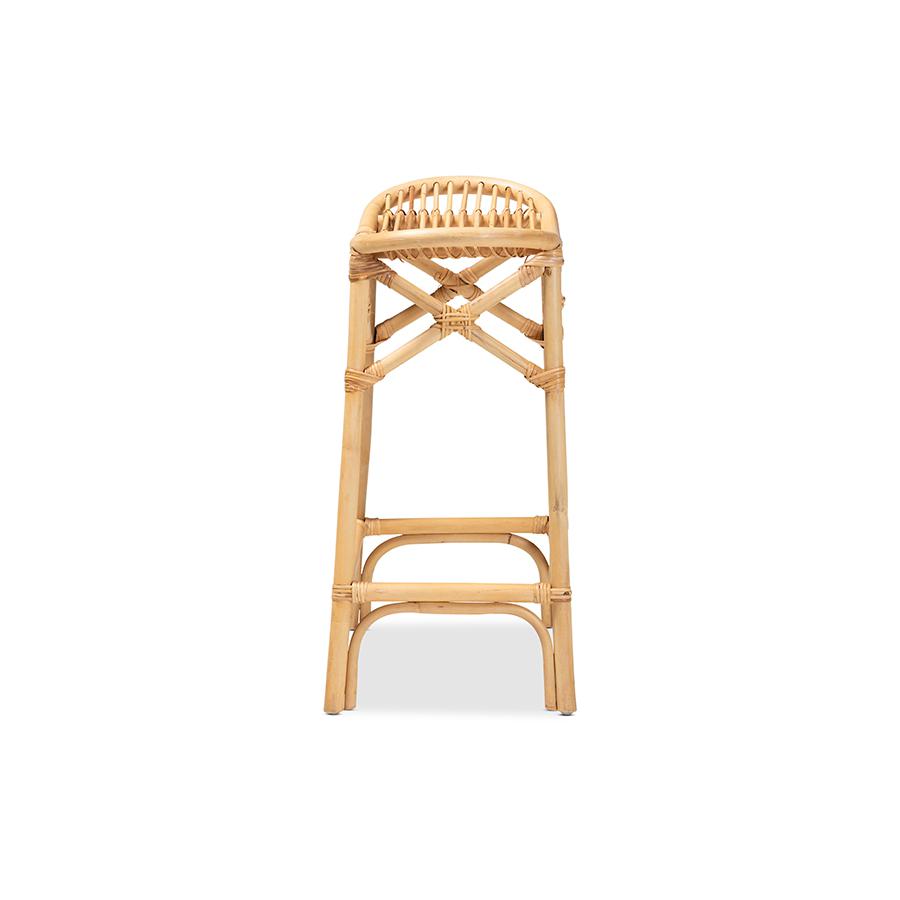 Baxton Studio Elgon Modern Bohemian Natural Brown Rattan Counter Stool | Counter Stools | Modishstore - 3