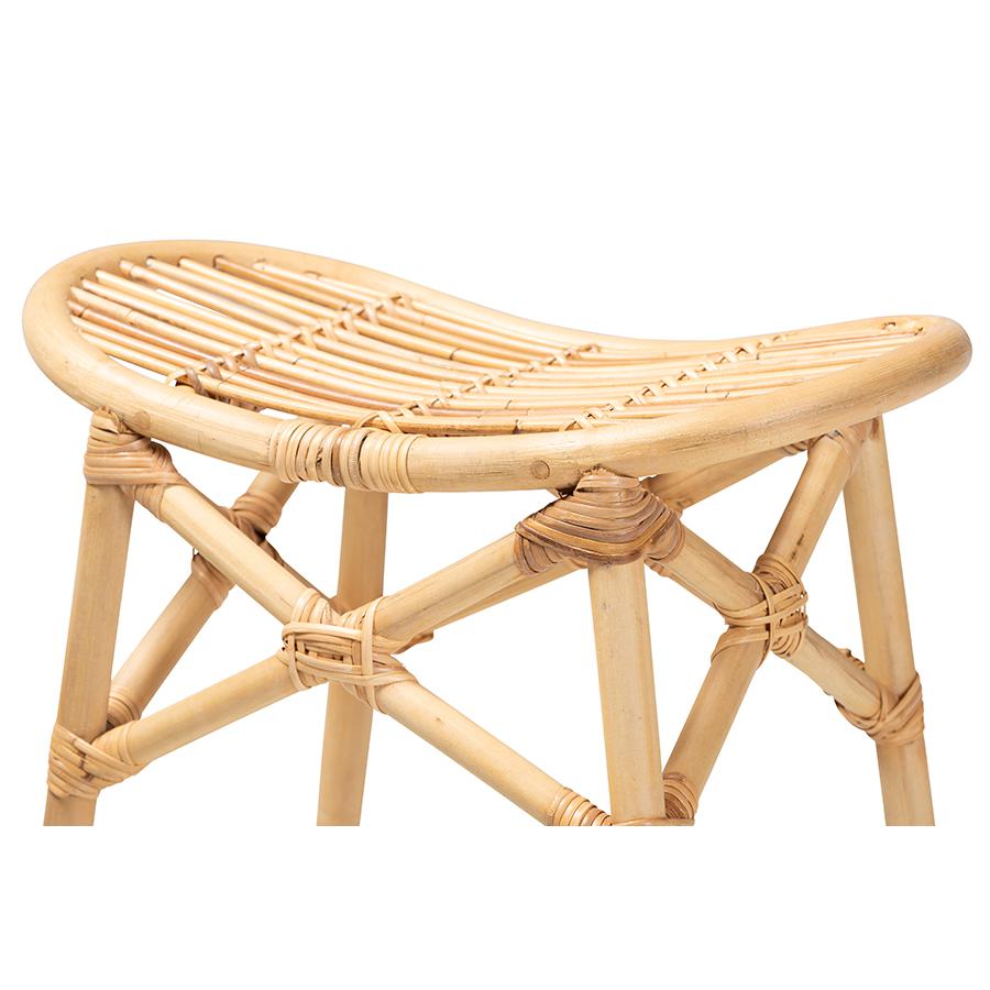 Baxton Studio Elgon Modern Bohemian Natural Brown Rattan Counter Stool | Counter Stools | Modishstore - 4