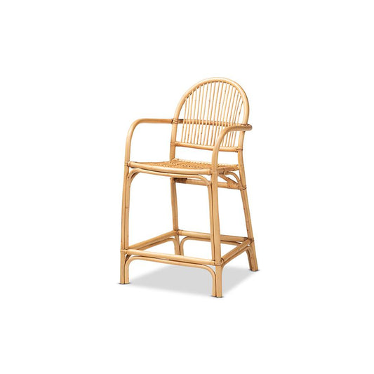 Baxton Studio Tugera Modern Bohemian Natural Brown Rattan Counter Stool | Counter Stools | Modishstore