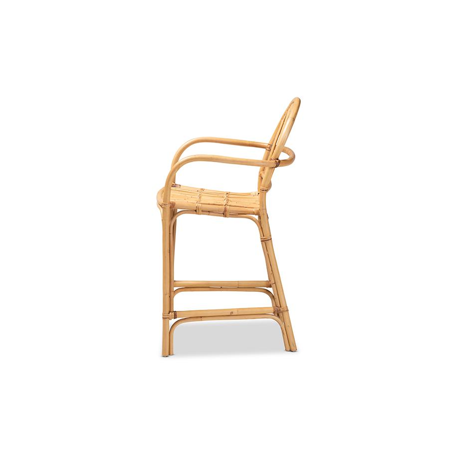 Baxton Studio Tugera Modern Bohemian Natural Brown Rattan Counter Stool | Counter Stools | Modishstore - 3