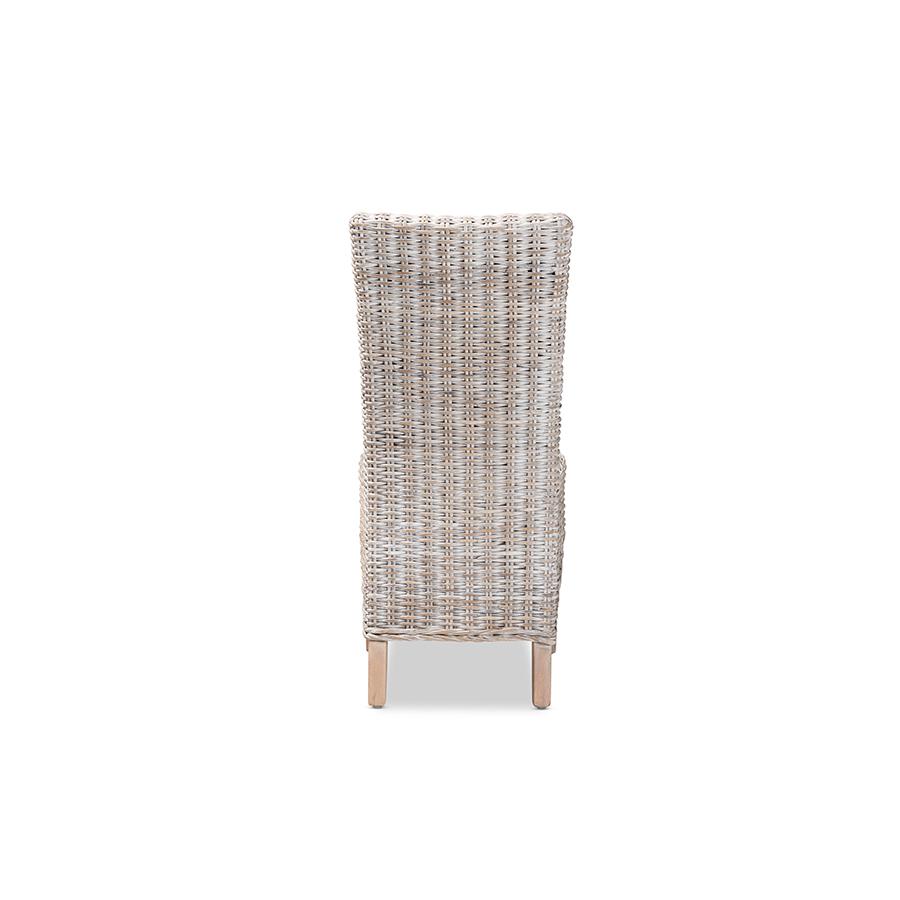 Baxton Studio Trianna Rustic Transitional Whitewashed Rattan and Natural Brown Finished Wood Dining Chair | Dining Chairs | Modishstore - 4