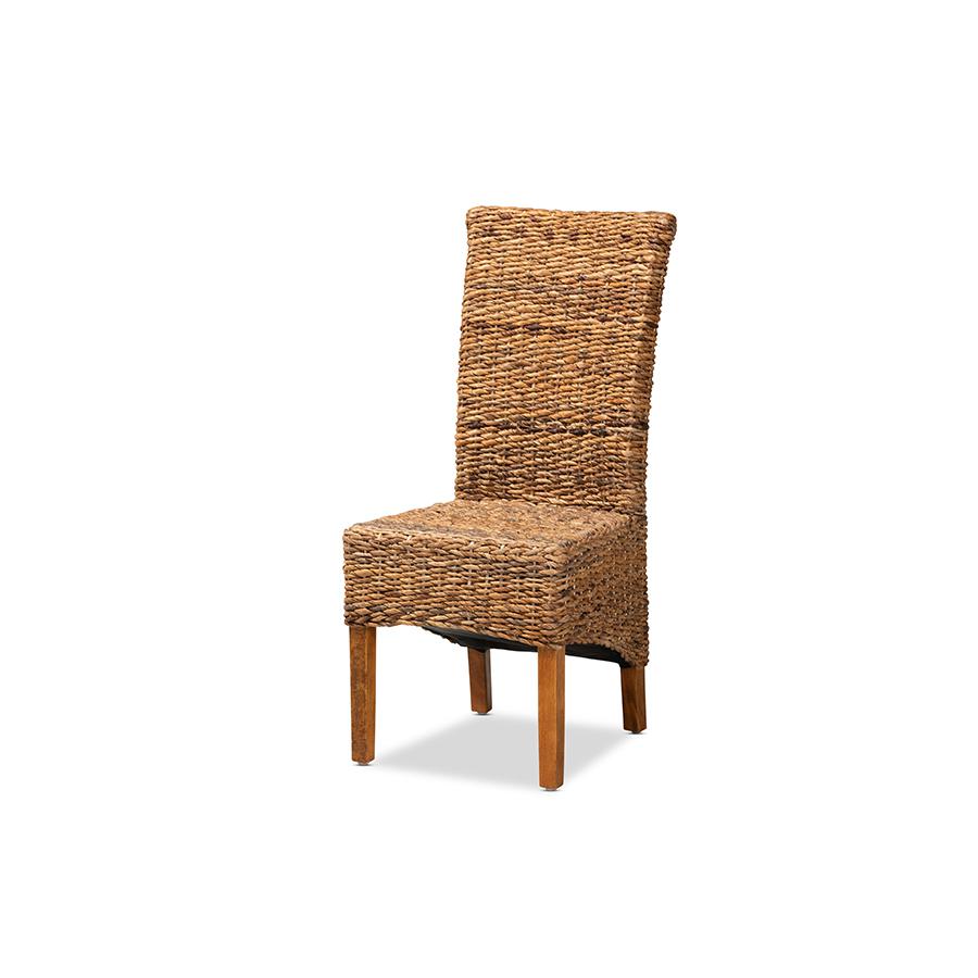 Baxton Studio Trianna Rustic Transitional Natural Abaca and Brown Finished Wood Dining Chair | Dining Chairs | Modishstore