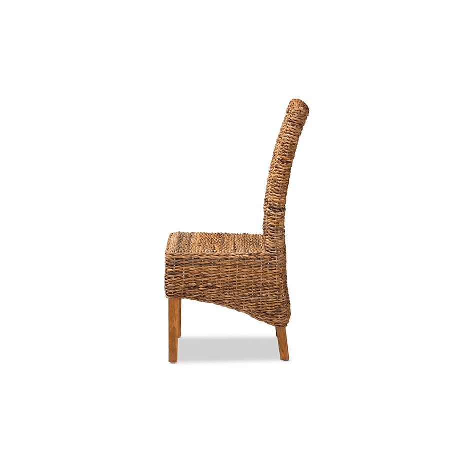 Baxton Studio Trianna Rustic Transitional Natural Abaca and Brown Finished Wood Dining Chair | Dining Chairs | Modishstore - 3