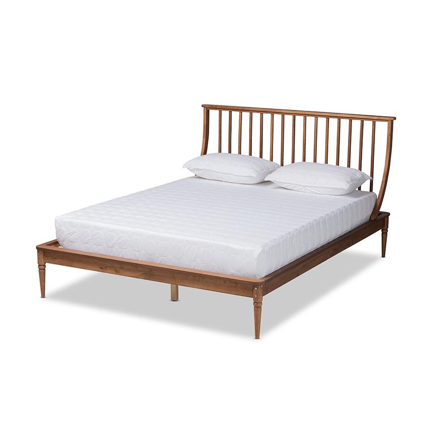 Baxton Studio Abel Classic and Traditional Transitional Walnut Brown Finished Wood Queen Size Platform Bed | Beds | Modishstore - 2