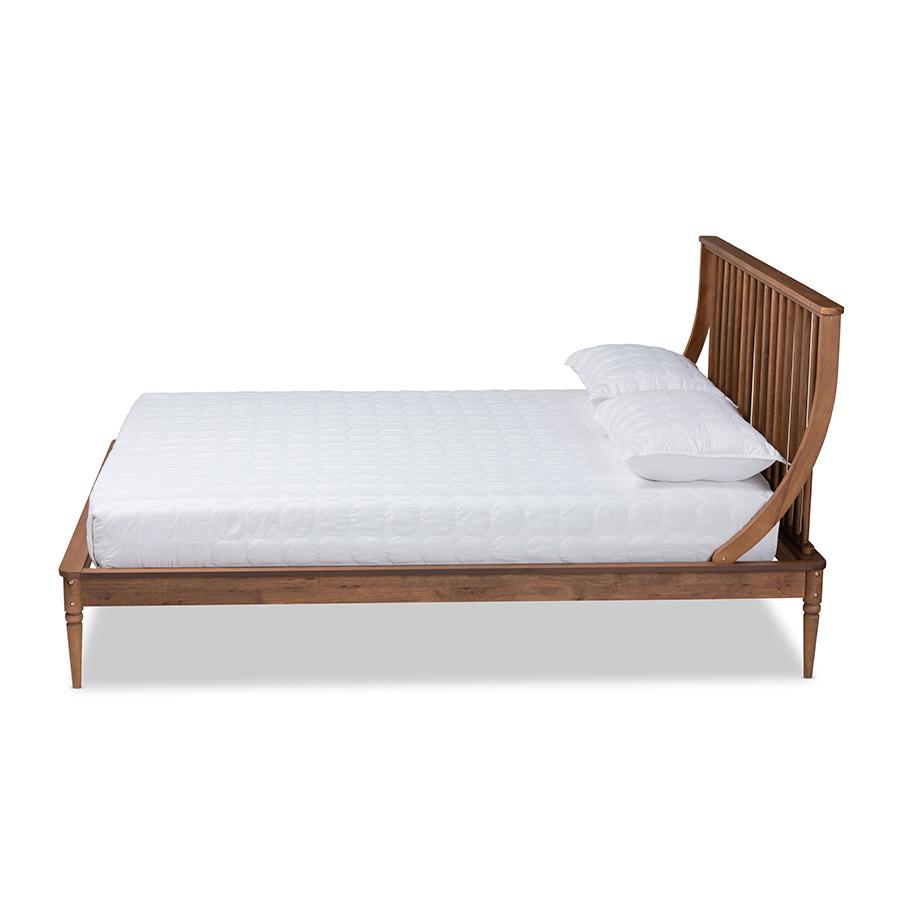 Baxton Studio Abel Classic and Traditional Transitional Walnut Brown Finished Wood Queen Size Platform Bed | Beds | Modishstore - 3