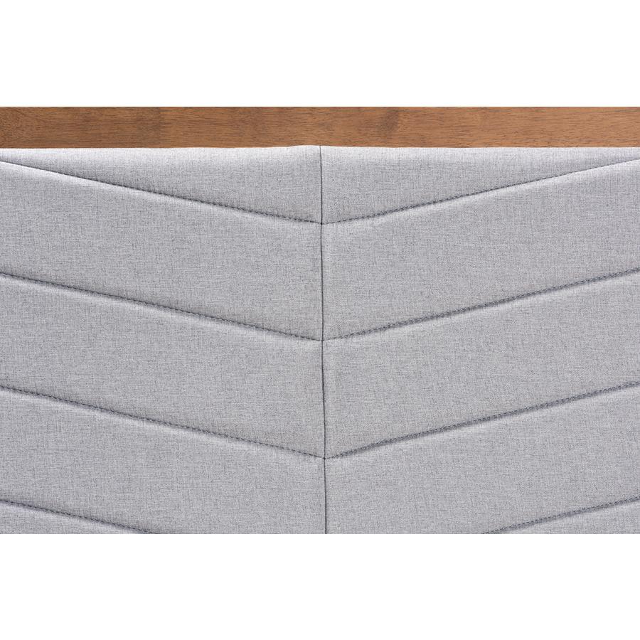 Baxton Studio Iden Modern and Contemporary Light Grey Fabric Upholstered and Walnut Brown Finished Wood King Size Headboard | Headboards | Modishstore - 4