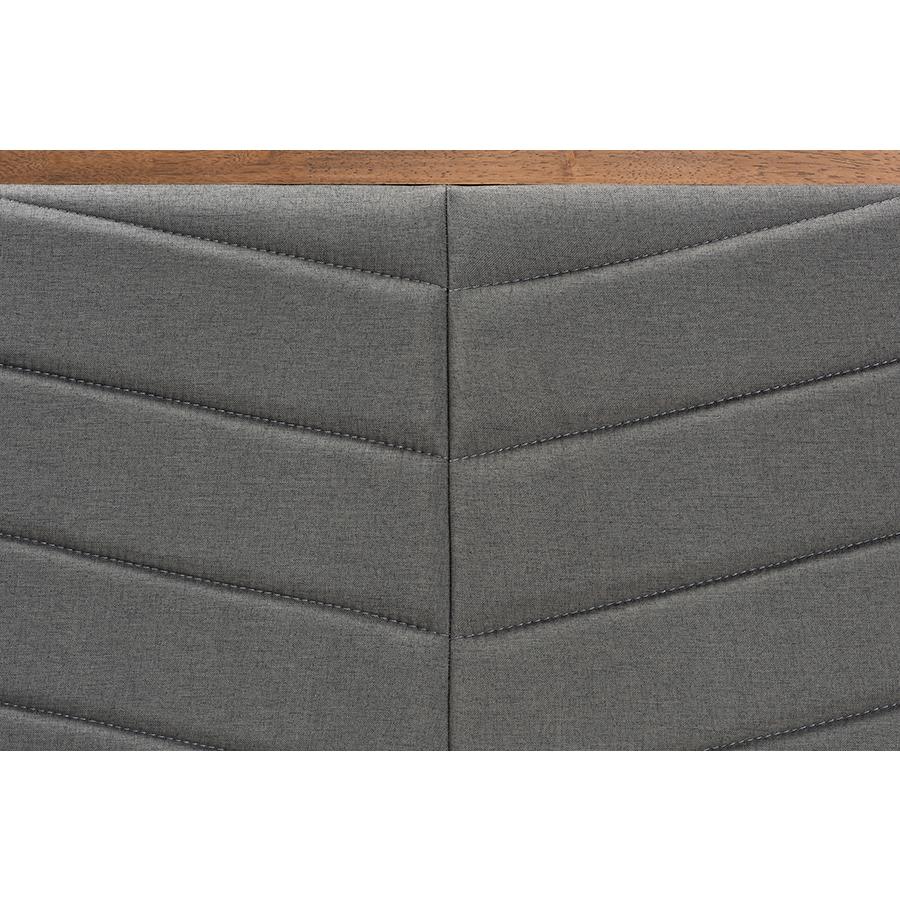 Baxton Studio Iden Modern and Contemporary Dark Grey Fabric Upholstered and Walnut Brown Finished Wood King Size Headboard | Headboards | Modishstore - 4