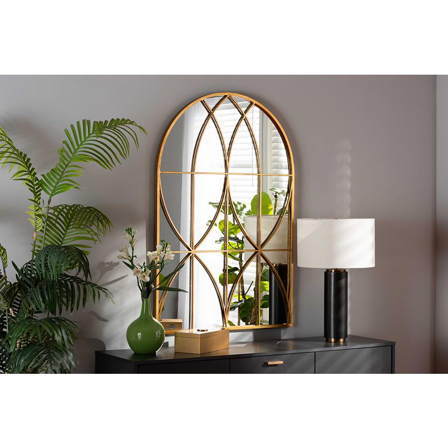 Baxton Studio Celerina Modern and Contemporary Gold Finished Metal Accent Wall Mirror | Mirrors | Modishstore - 4