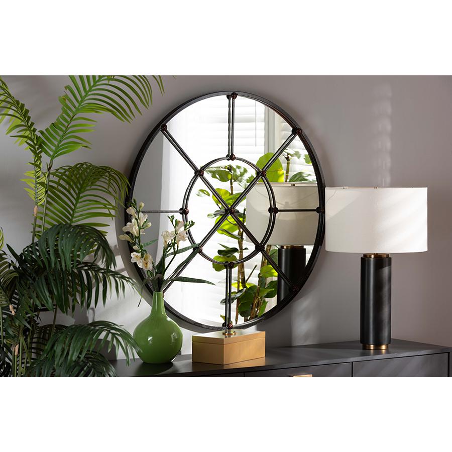 Baxton Studio Ohara Modern and Contemporary Black Finished Metal Accent Wall Mirror | Mirrors | Modishstore - 4