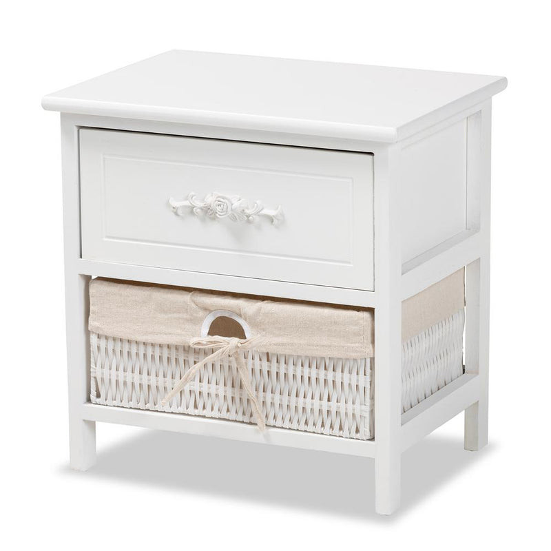 Baxton Studio Madelia Modern and Contemporary White Finished Wood and 1-Drawer Nightstand | Nightstands | Modishstore