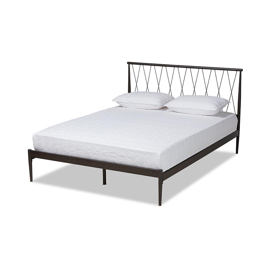 Baxton Studio Nano Modern and Contemporary Black Finished Metal Queen Size Platform Bed | Beds | Modishstore - 2