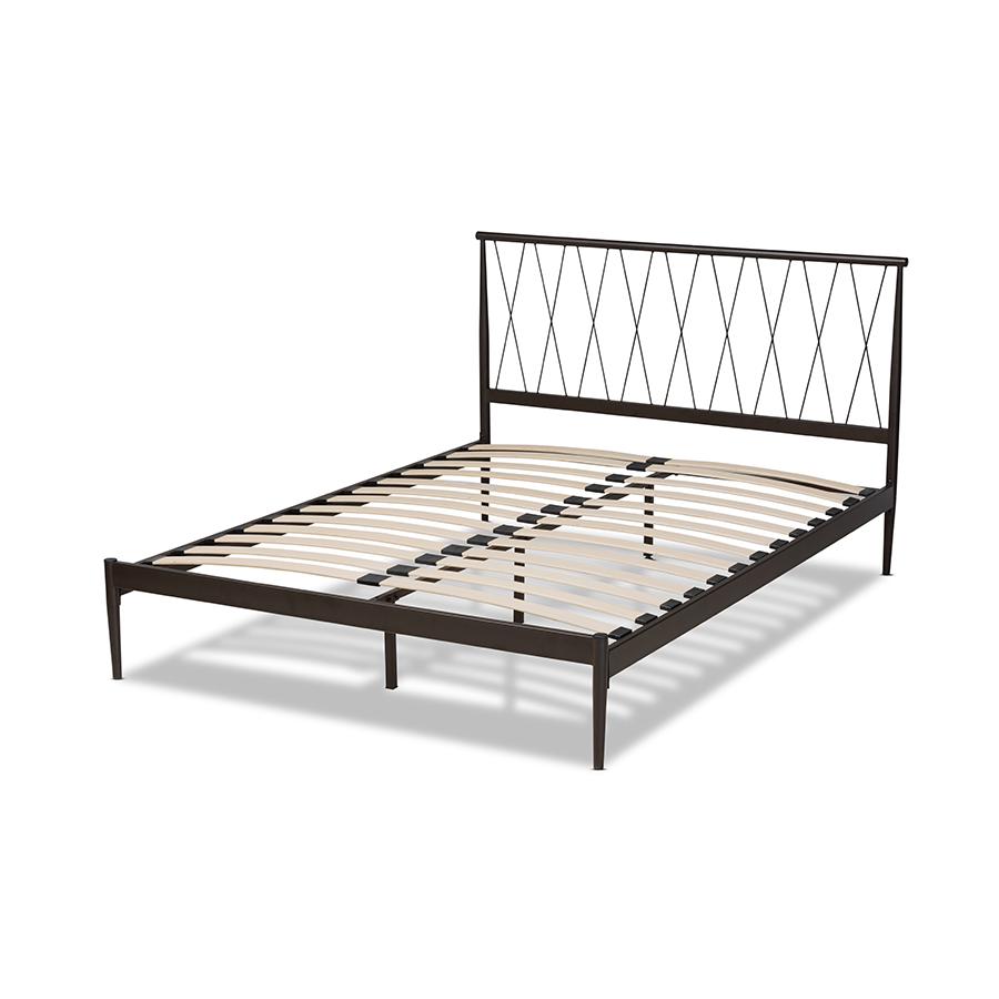 Baxton Studio Nano Modern and Contemporary Black Finished Metal Queen Size Platform Bed | Beds | Modishstore - 4
