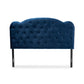 Baxton Studio Clovis Modern and Contemporary Navy Blue Velvet Fabric Upholstered Queen Size Headboard | Headboards | Modishstore - 2