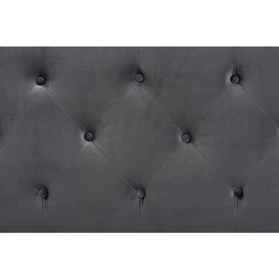 Baxton Studio Gregory Modern and Contemporary Grey Velvet Fabric Upholstered Queen Size Headboard | Headboards | Modishstore - 3