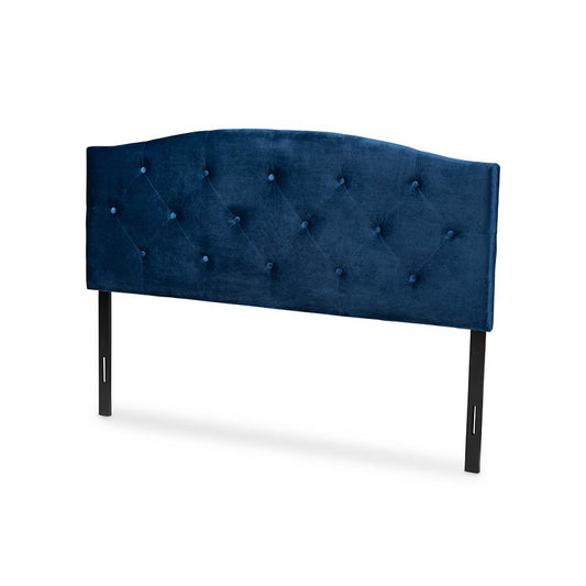 Baxton Studio Leone Modern and Contemporary Navy Blue Velvet Fabric Upholstered Queen Size Headboard | Headboards | Modishstore
