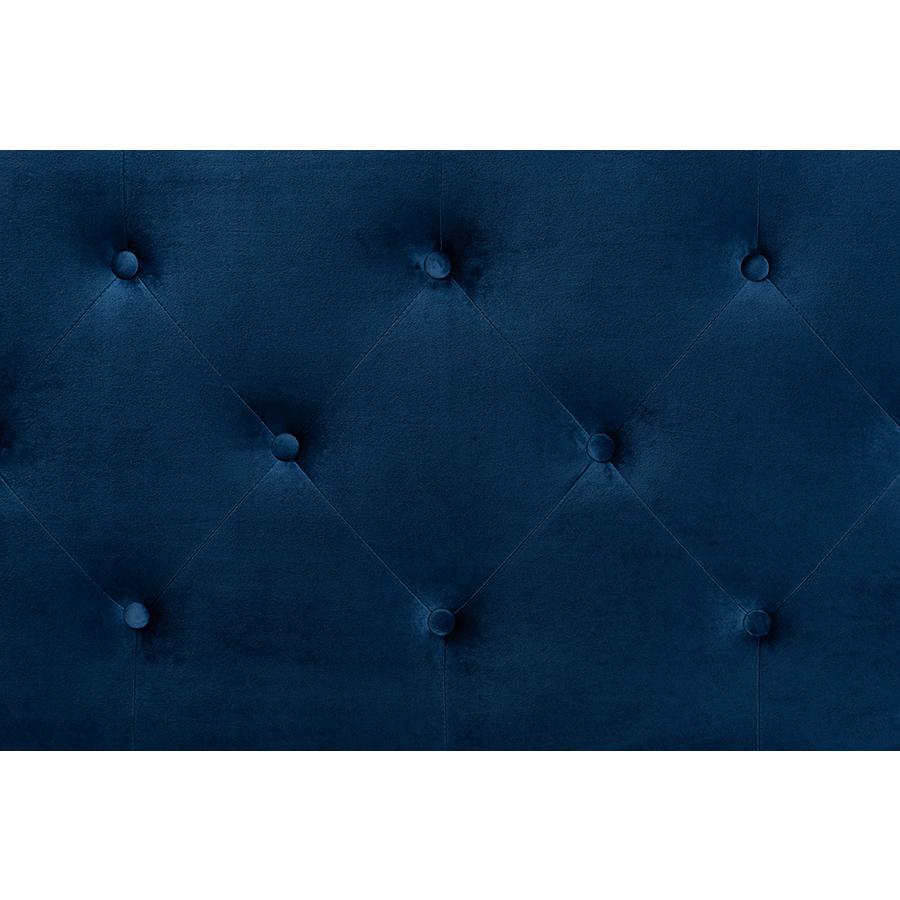 Baxton Studio Leone Modern and Contemporary Navy Blue Velvet Fabric Upholstered Queen Size Headboard | Headboards | Modishstore - 3