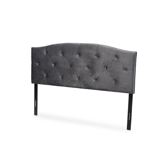 Baxton Studio Leone Modern and Contemporary Grey Velvet Fabric Upholstered Queen Size Headboard | Headboards | Modishstore