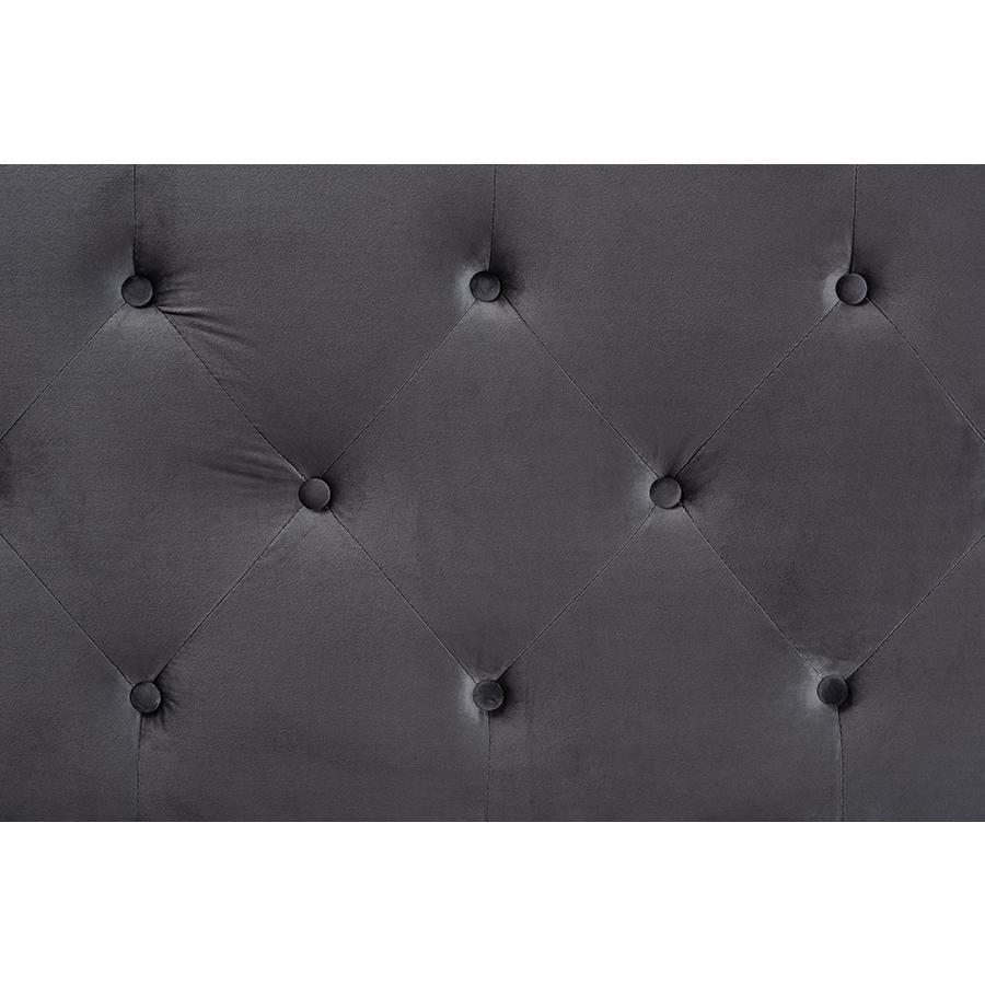 Baxton Studio Leone Modern and Contemporary Grey Velvet Fabric Upholstered Queen Size Headboard | Headboards | Modishstore - 3