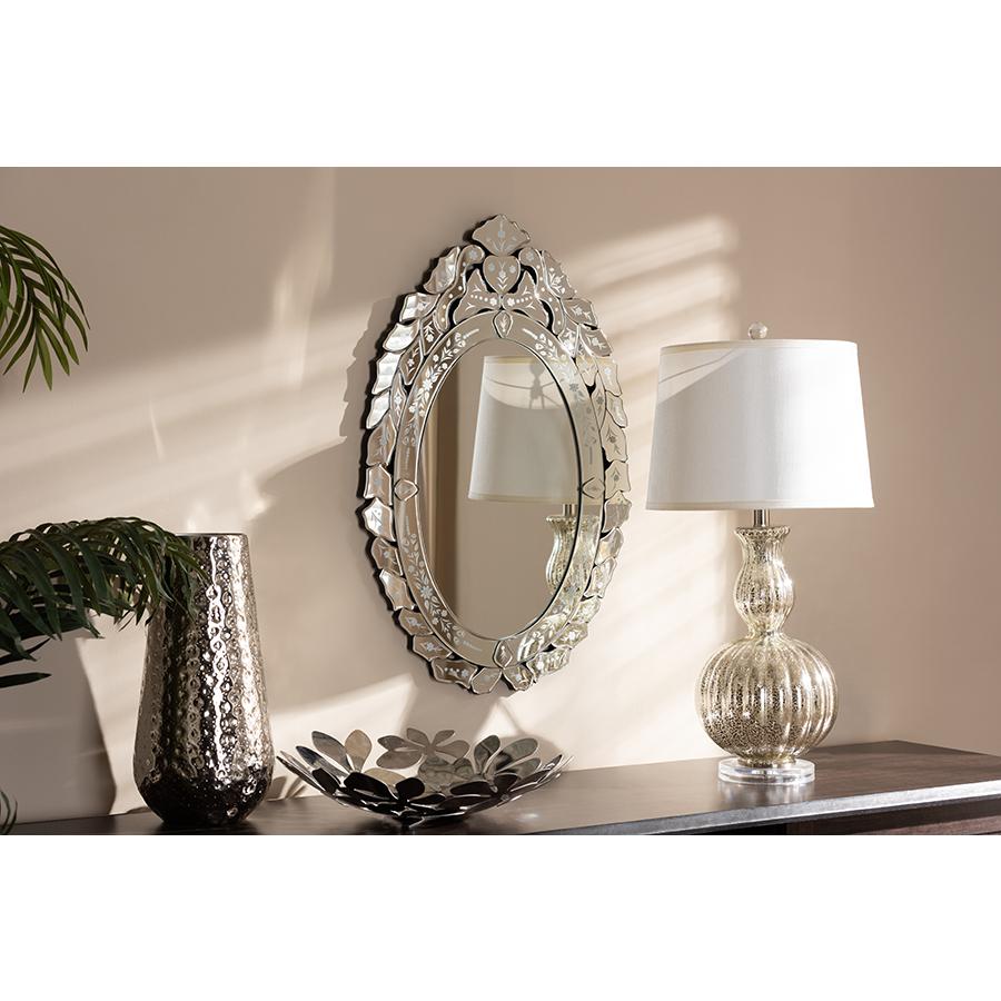 Baxton Studio Livia Classic and Traditional Silver Finished Venetian Style Accent Wall Mirror | Mirrors | Modishstore - 2