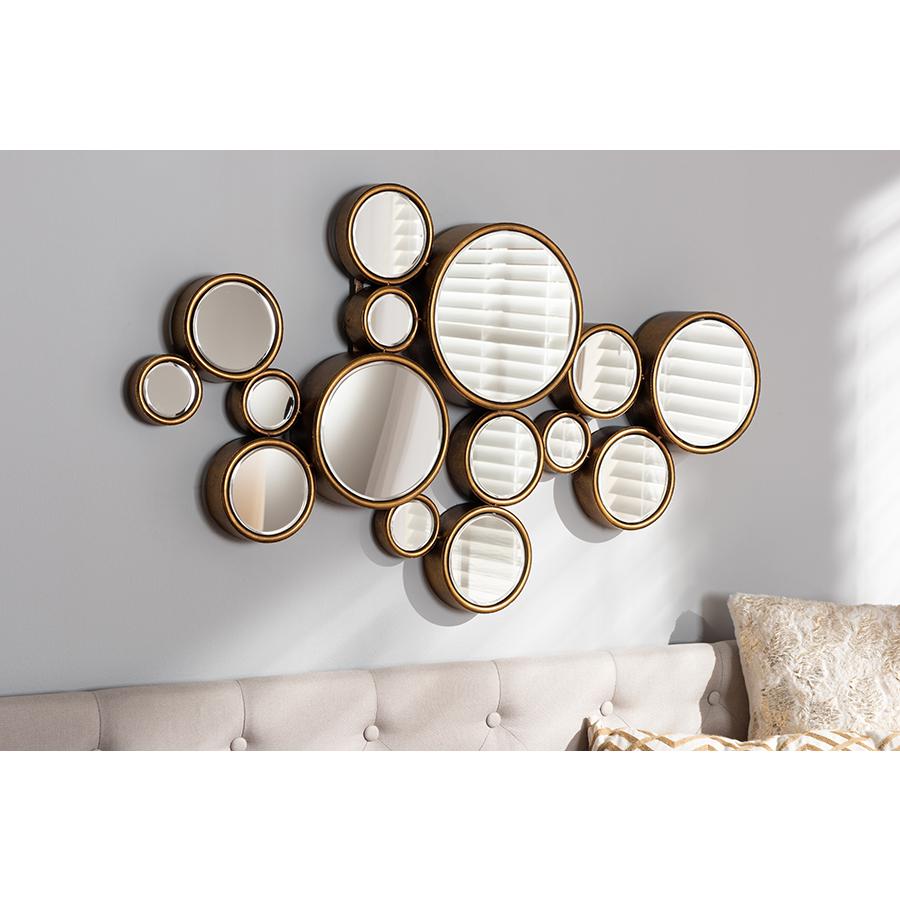 Baxton Studio Cassiopeia Modern and Contemporary Antique Gold Finished Bubble Accent Wall Mirror | Mirrors | Modishstore - 2