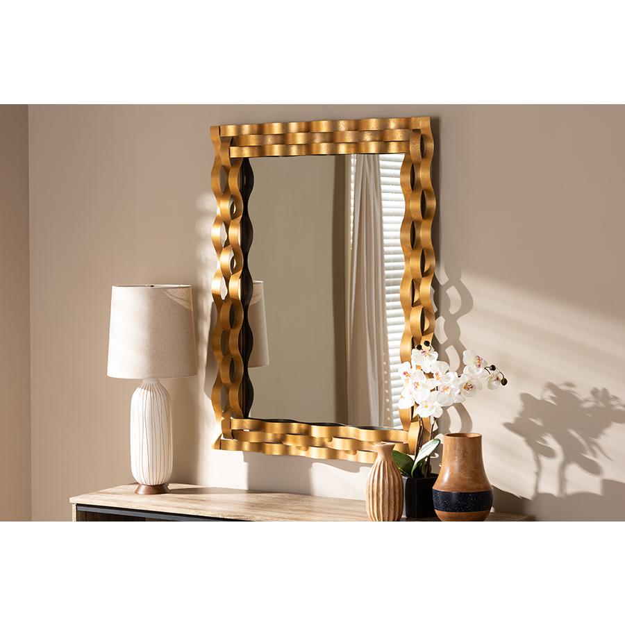 Baxton Studio Arpina Modern and Contemporary Antique Gold Finished Rectangular Accent Wall Mirror | Mirrors | Modishstore - 2