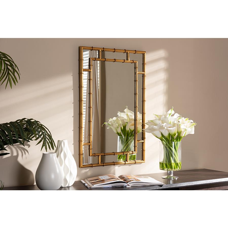Baxton Studio Adra Modern and Contemporary Gold Finished Bamboo Accent Wall Mirror | Mirrors | Modishstore - 2