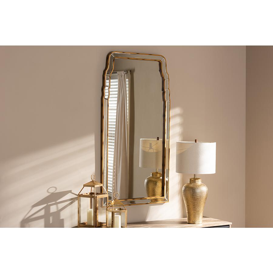 Baxton Studio Alice Modern and Contemporary Queen Anne Style Antique Gold Finished Accent Wall Mirror | Mirrors | Modishstore - 2