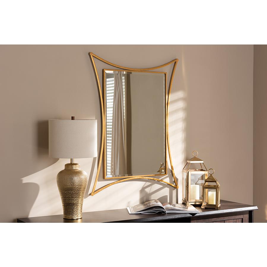 Baxton Studio Melia Modern and Contemporary Antique Gold Finished Rectangular Accent Wall Mirror | Mirrors | Modishstore - 2