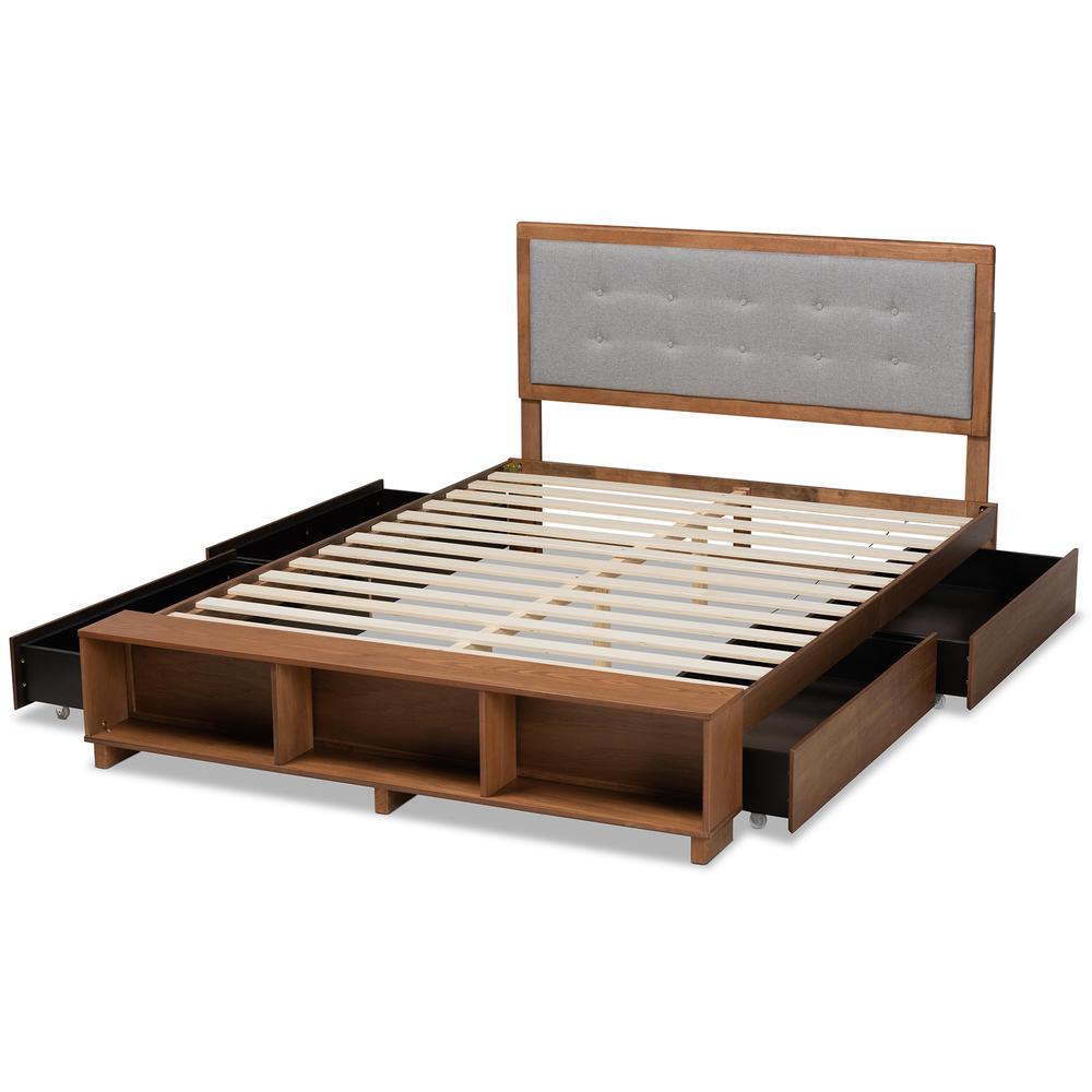 Baxton Studio Cosma Modern Transitional Ash Walnut Brown Finished Wood 4-Drawer Queen Size Platform Storage Bed | Beds | Modishstore - 4