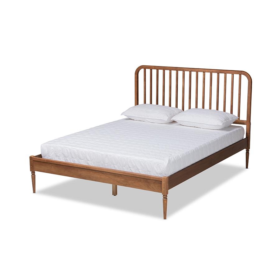 Baxton Studio Neilan Modern and Contemporary Walnut Brown Finished Wood Queen Size Platform Bed | Beds | Modishstore