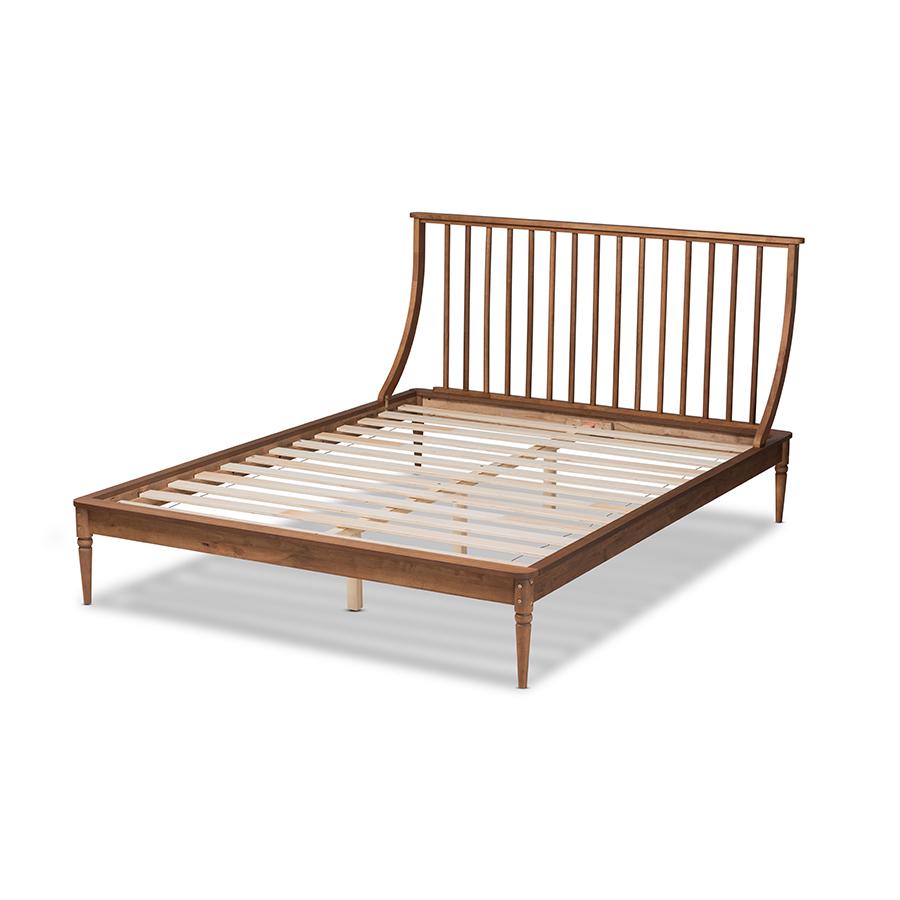 Baxton Studio Abel Classic and Traditional Transitional Walnut Brown Finished Wood King Size Platform Bed | Beds | Modishstore - 4