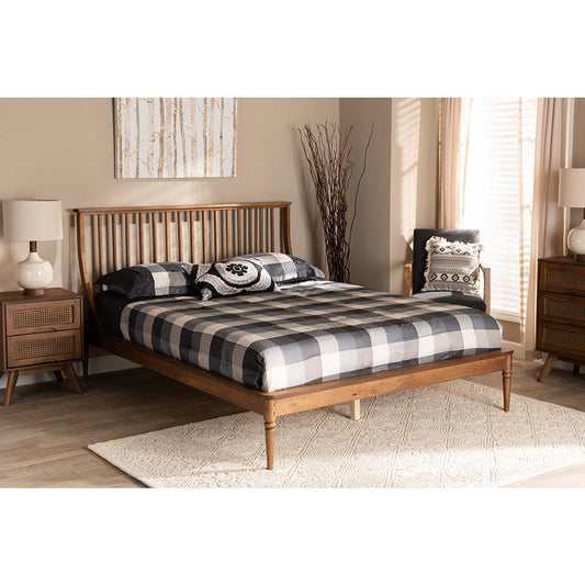 Baxton Studio Abel Classic and Traditional Transitional Walnut Brown Finished Wood Queen Size Platform Bed | Beds | Modishstore